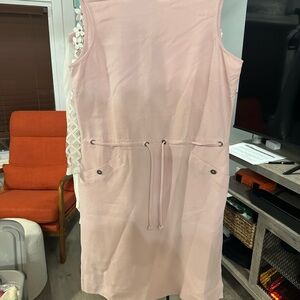 Tommy Bahama Pink Mini Sheath Dress with Crew Neck and Sleeveless Design